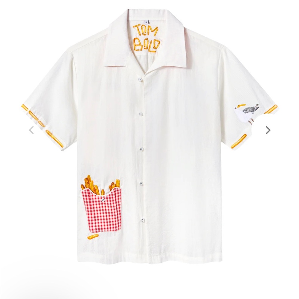 TOMBOLO “Will You Be My Gull-friend” White Button Down Shirt NWT